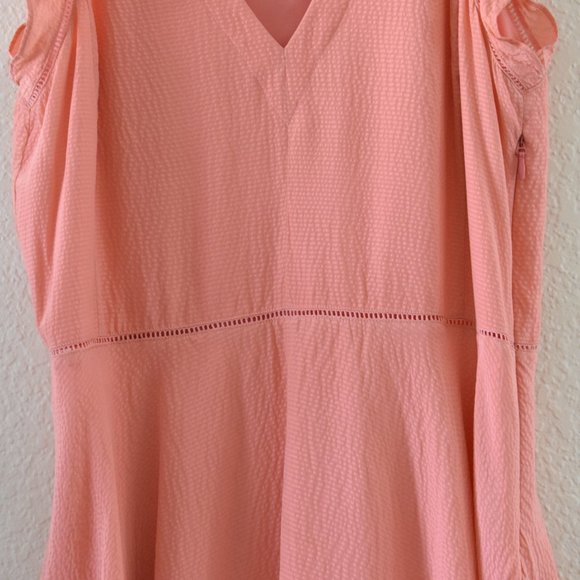 Rebecca Taylor Silk Ruffle V-Neck Dress Fit & Flare Flutter Sleeve - Picture 13 of 16